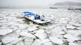 [사진기사] 서산 가로림만 바다 최강 한파로 결빙